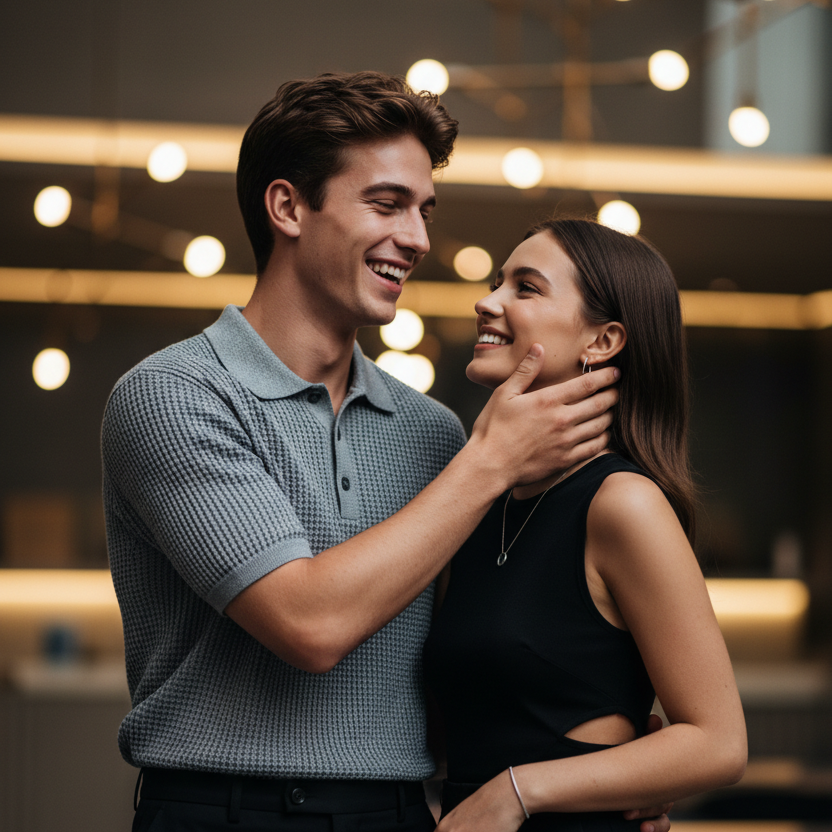 Waffle Knit Polo & Shorts - Café Couple